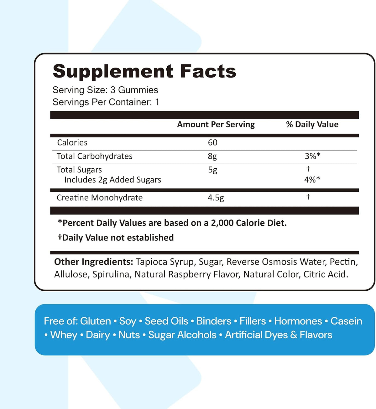 Create Creatine Monohydrate Gummies – Blue Raspberry (90 Count)