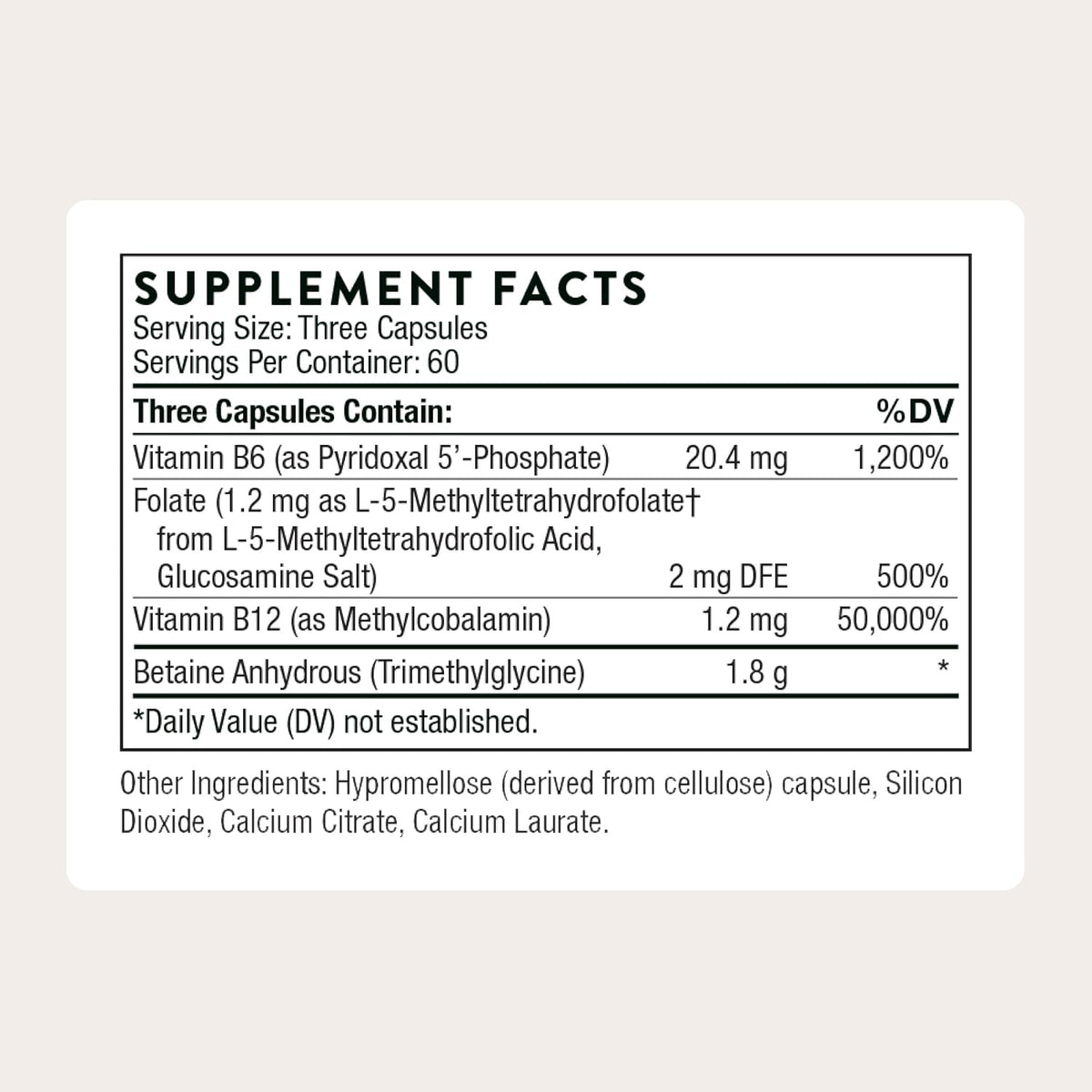 THORNE Methyl-Guard – Folate, B6, B12 & Betaine | 180 Capsules