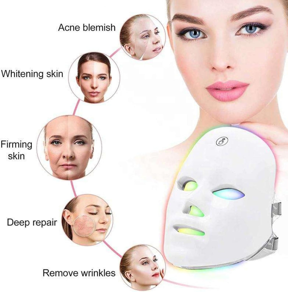 7-in-1 LED Photon Therapy Facial Mask – Red Light Therapy
