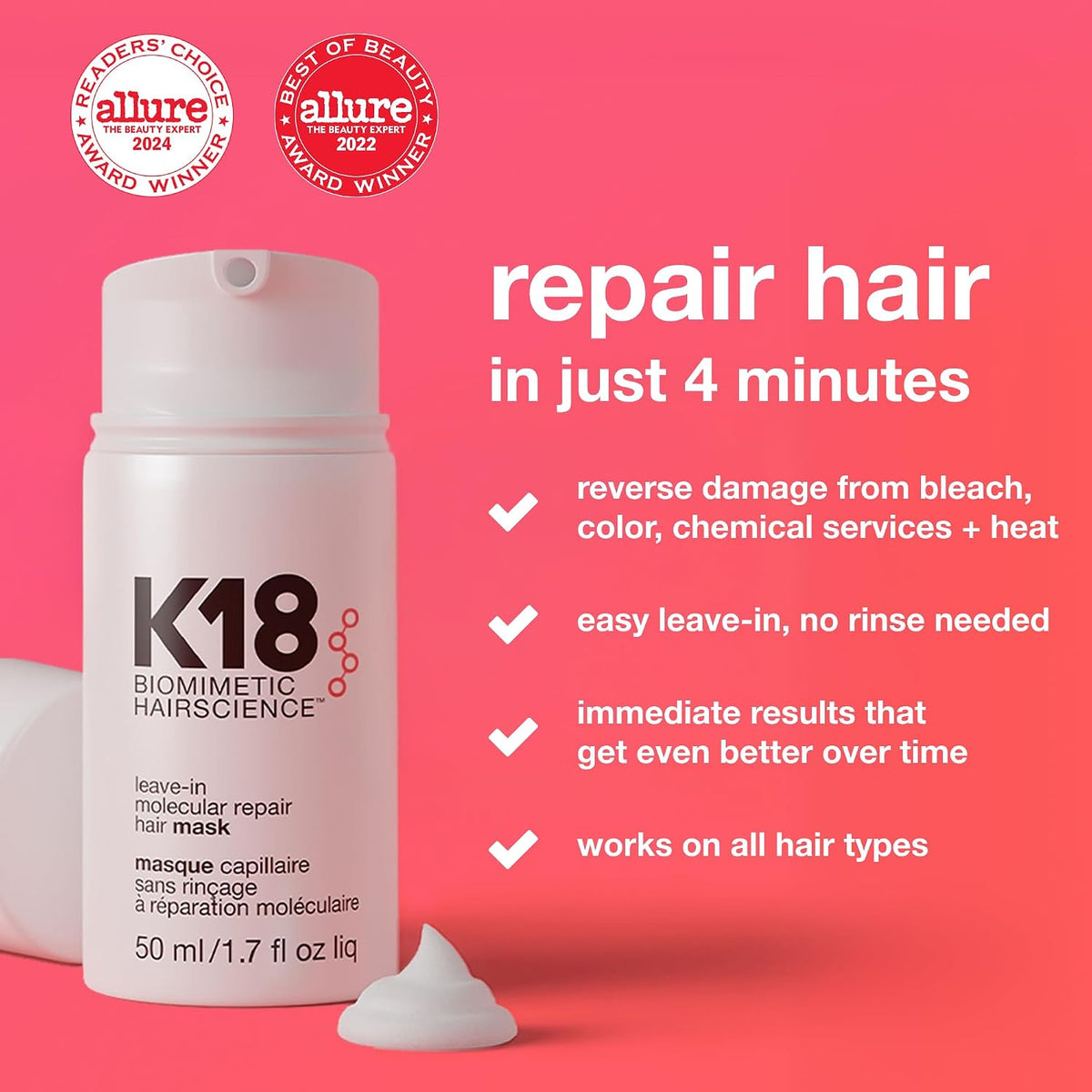 K18 Leave-In Molecular Repair Hair Mask – 50 mL