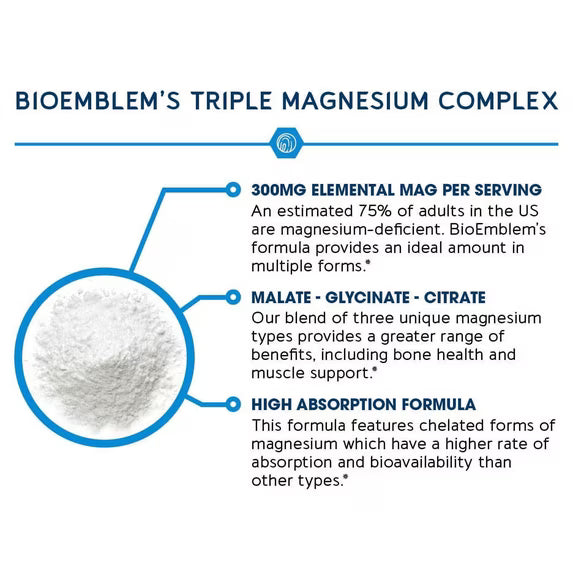 BioEmblem Triple Magnesium Complex 300mg – 90 Capsules