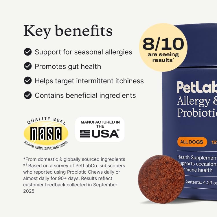 PetLab Co. Allergy & Immune Probiotic Chews, Pork, 30 Count