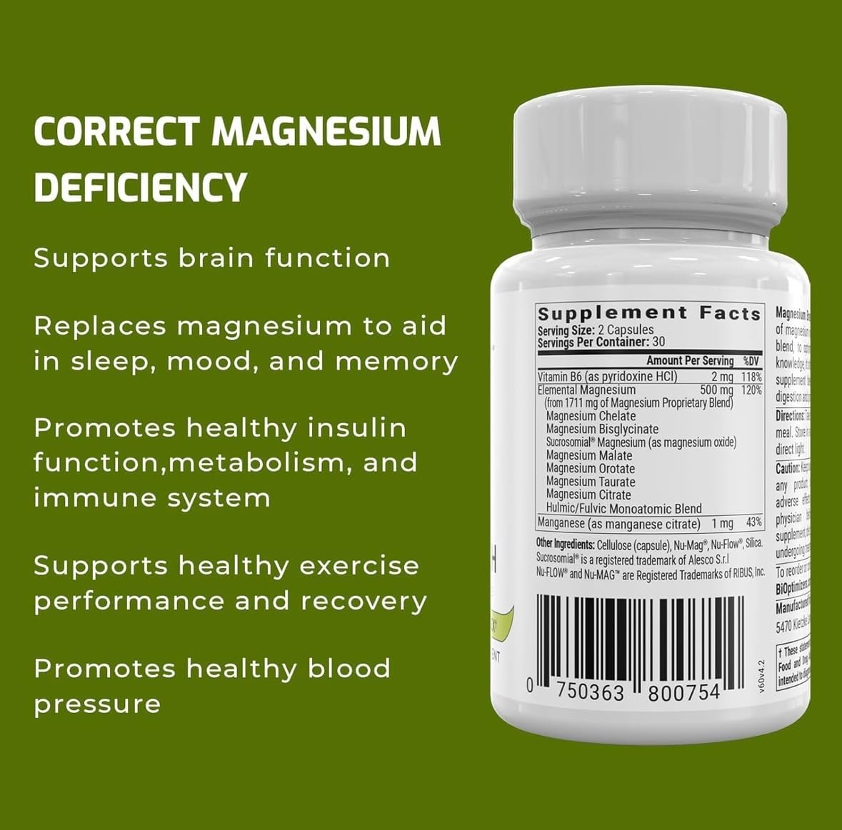 BIOptimizers Magnesium Breakthrough 500mg – Sleep & Stress