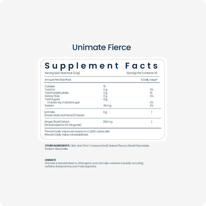 Unicity Unimate Fierce Fiery Lemon Ginger, 30 Stick Packs