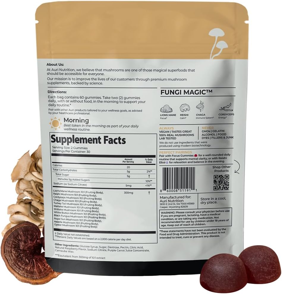 Nutrition Super Mushroom Daily Gummies – 12 Mushroom Blend | 60 Count