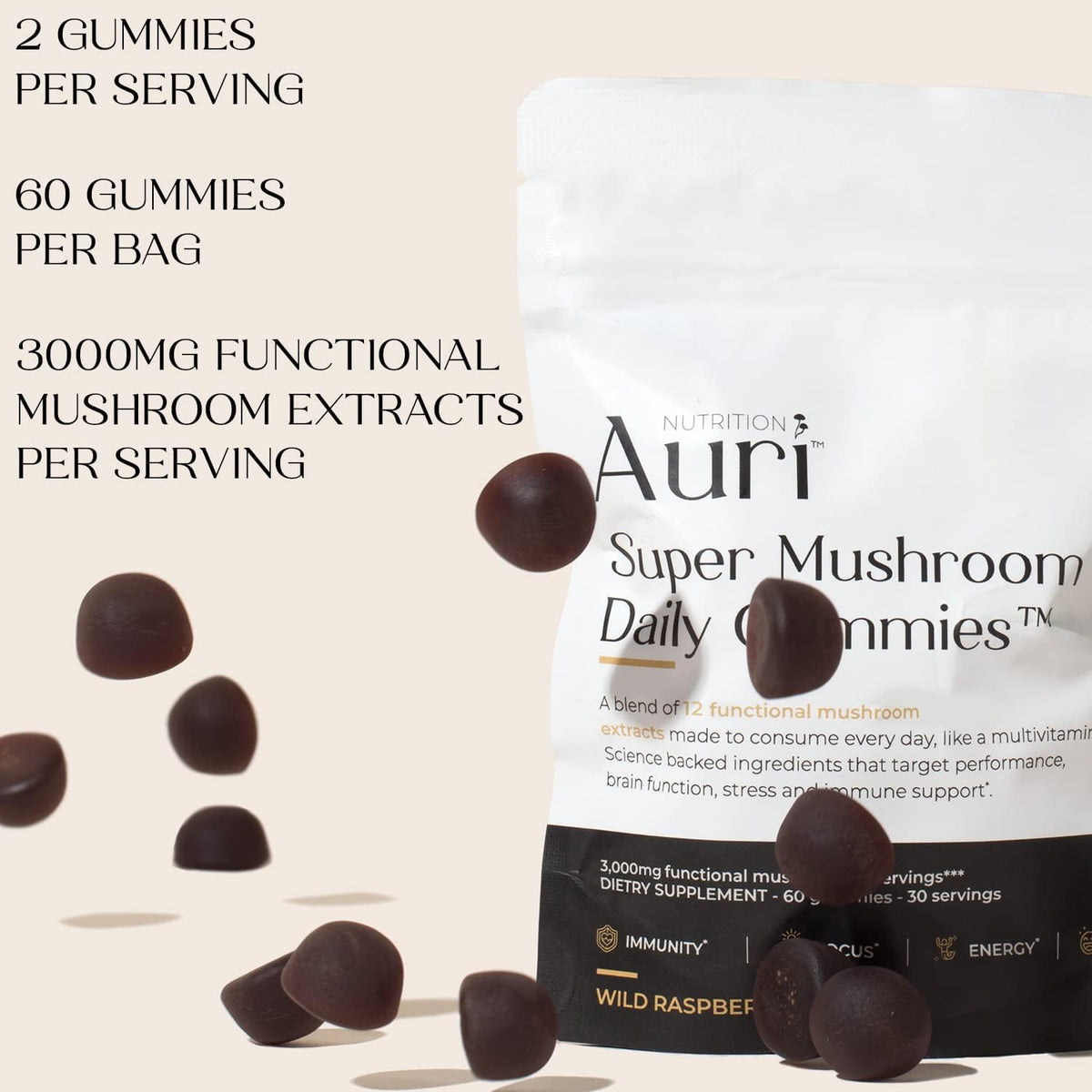 Nutrition Super Mushroom Daily Gummies – 12 Mushroom Blend | 60 Count