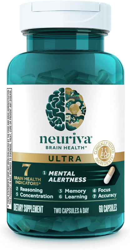 Neuriva Ultra Brain Supplement for Memory & Focus, 60 Capsules