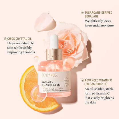 BIOSSANCE Squalane + Vitamin C Rose Advanced Facial Oil