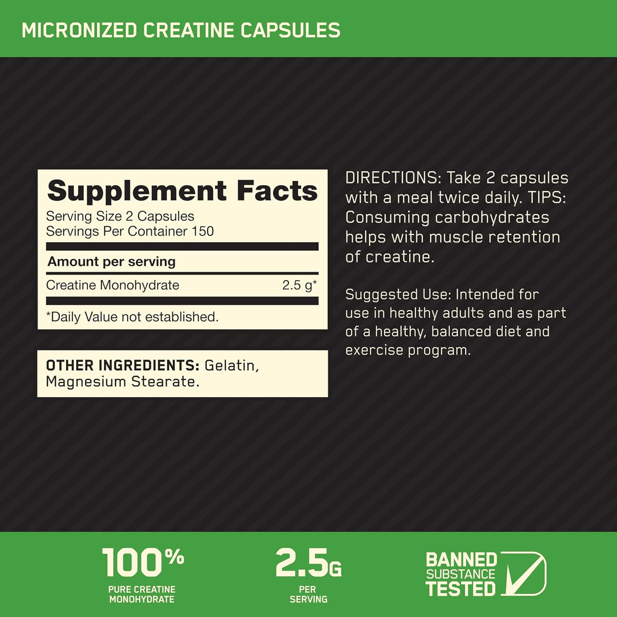 Optimum Nutrition Micronized Creatine Monohydrate Capsules, 300 Count