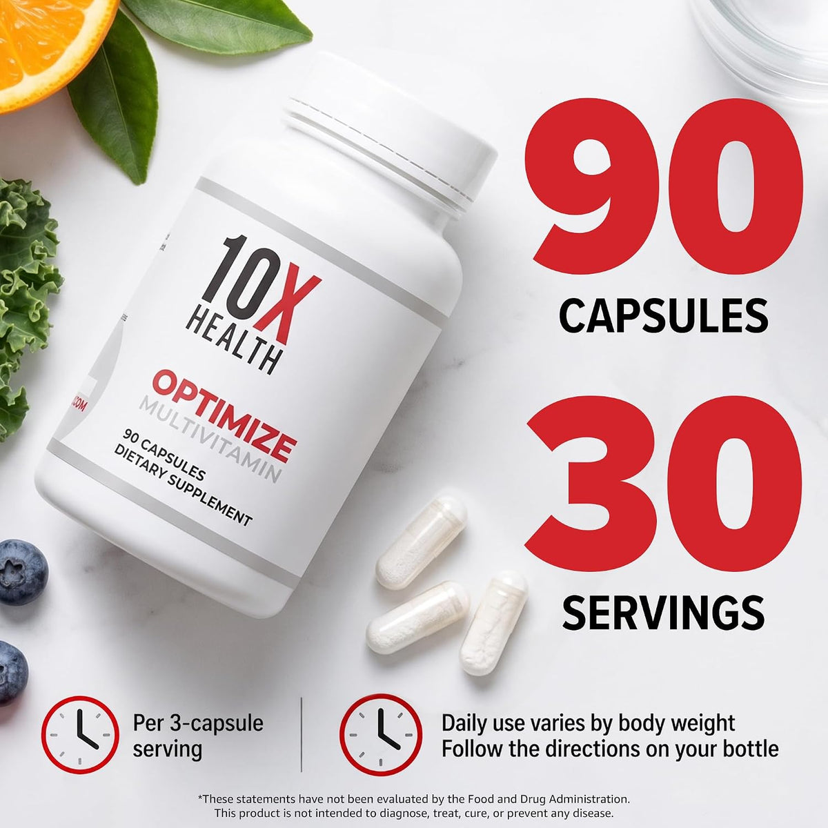 10X Health Optimize Methylated Multivitamin, 90 Capsules