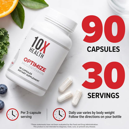 10X Health Optimize Methylated Multivitamin, 90 Capsules