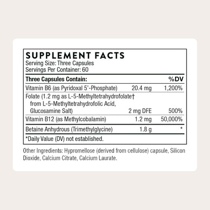 THORNE Methyl-Guard – Folate, B6, B12 & Betaine | 180 Capsules