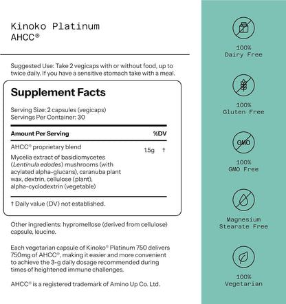 Quality of Life Kinoko Platinum AHCC – Immune Support | 750mg