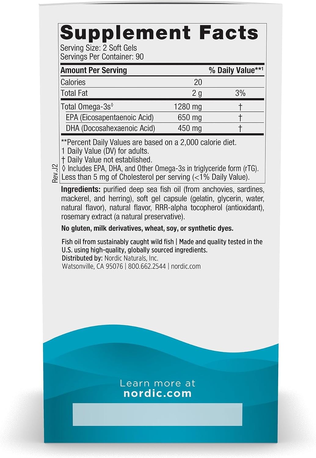 Nordic Naturals Ultimate Omega, 1280mg Omega-3 Fish Oil, Lemon, 180 Count