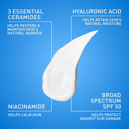 CeraVe AM Facial Moisturizing Lotion SPF 50 | Face Moisturizer with SPF | 3 oz