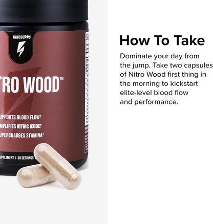 Nitro Wood Nitric Oxide Booster for Men, 30 Servings