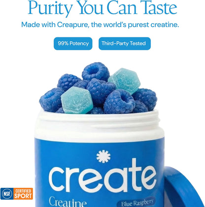 Creatine Monohydrate Gummies, Blue Raspberry, 90 Count