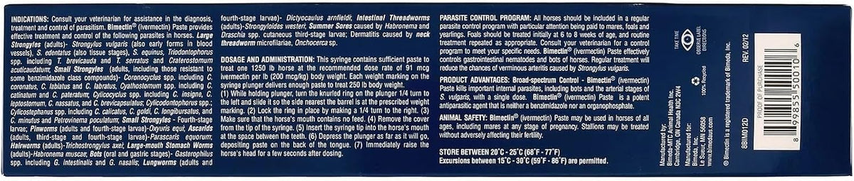 Bimectin Ivermectin 1.87% Horse Wormer Paste, 6 Doses