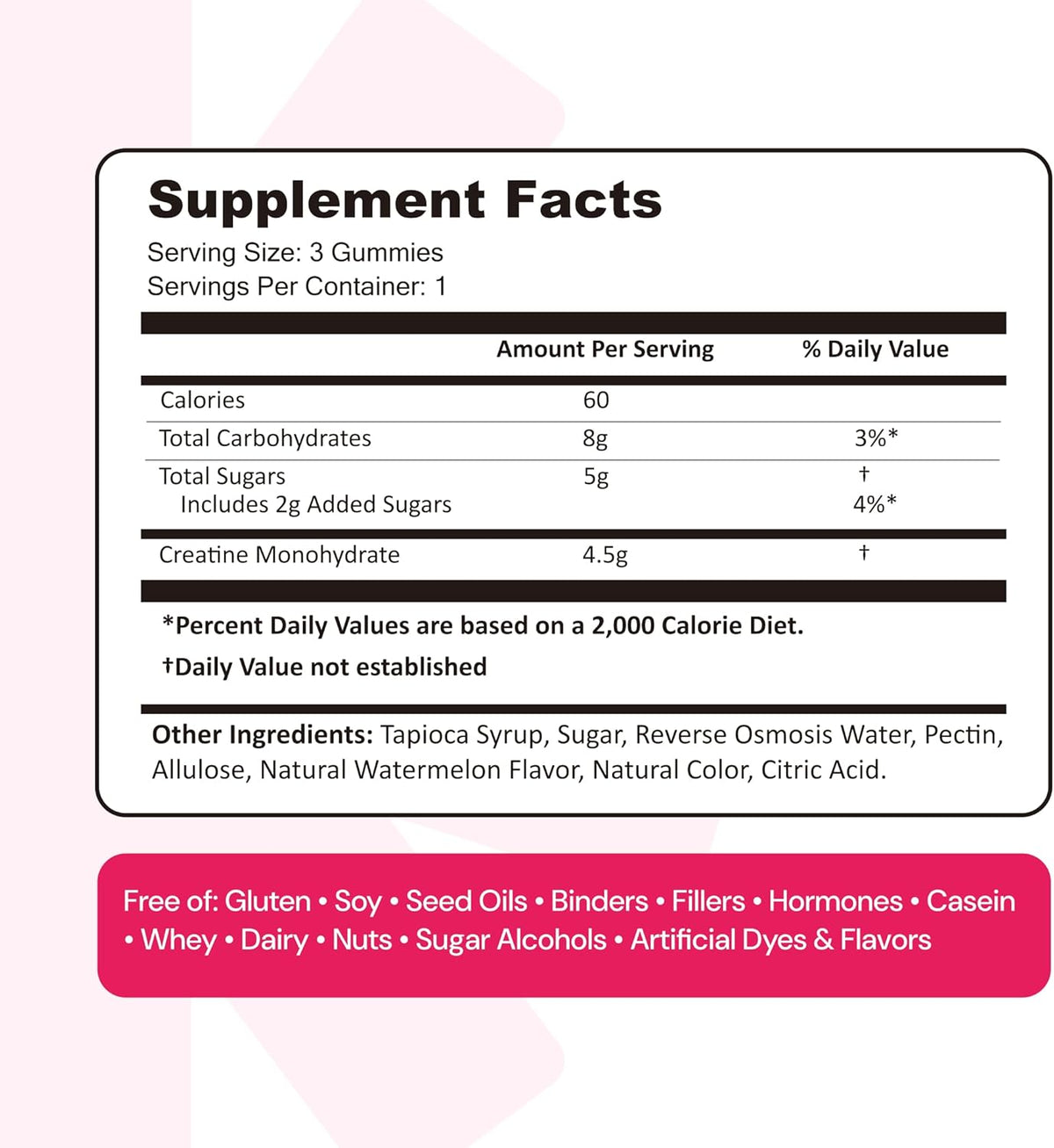 Create Creatine Monohydrate Gummies – Watermelon (1.5g per Gummy)