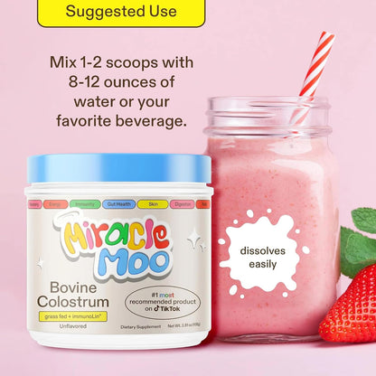 Miracle Moo Colostrum Supplement Unflavored, 60 Servings