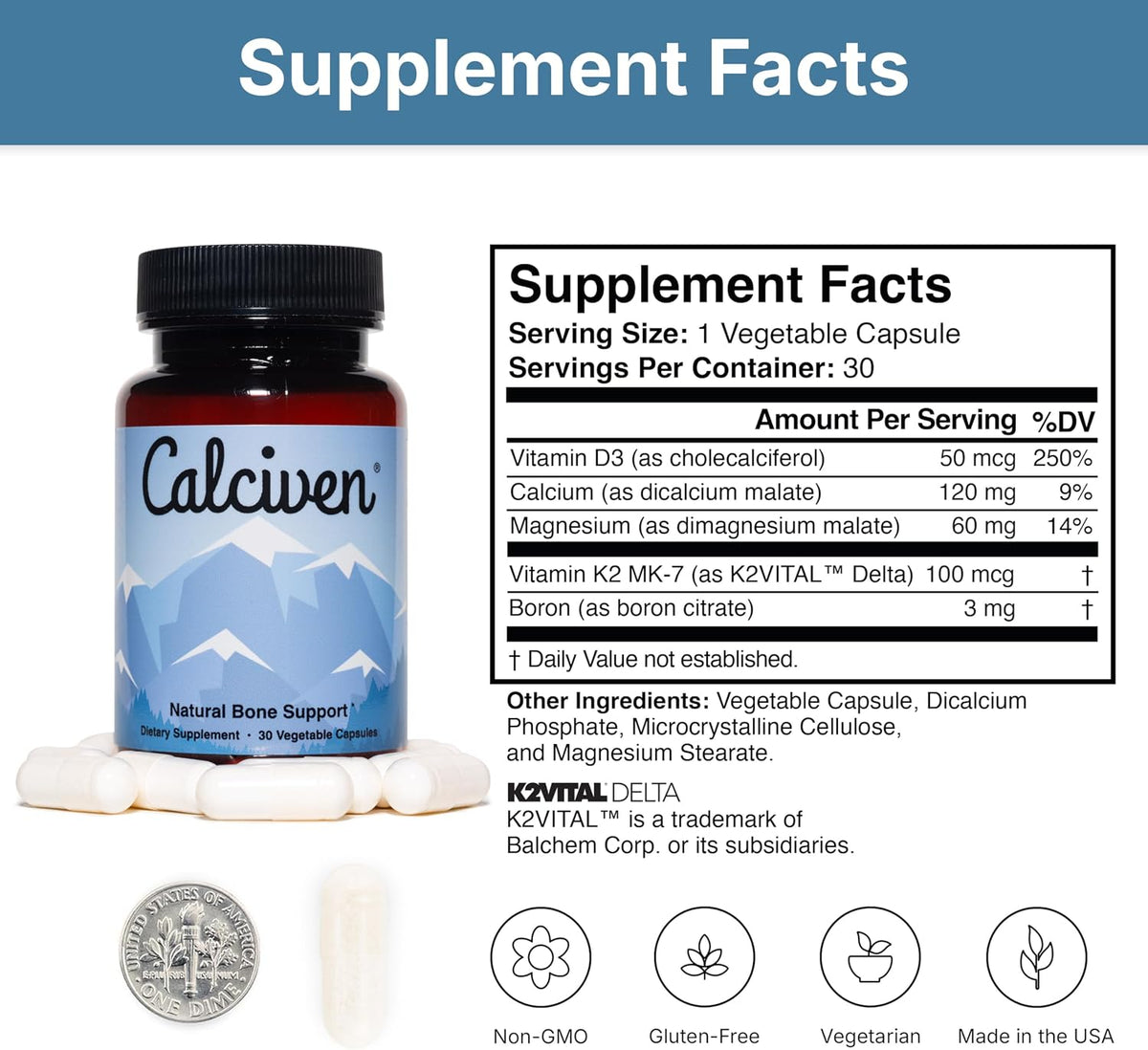 Calciven Natural Bone Support – 30 Capsules