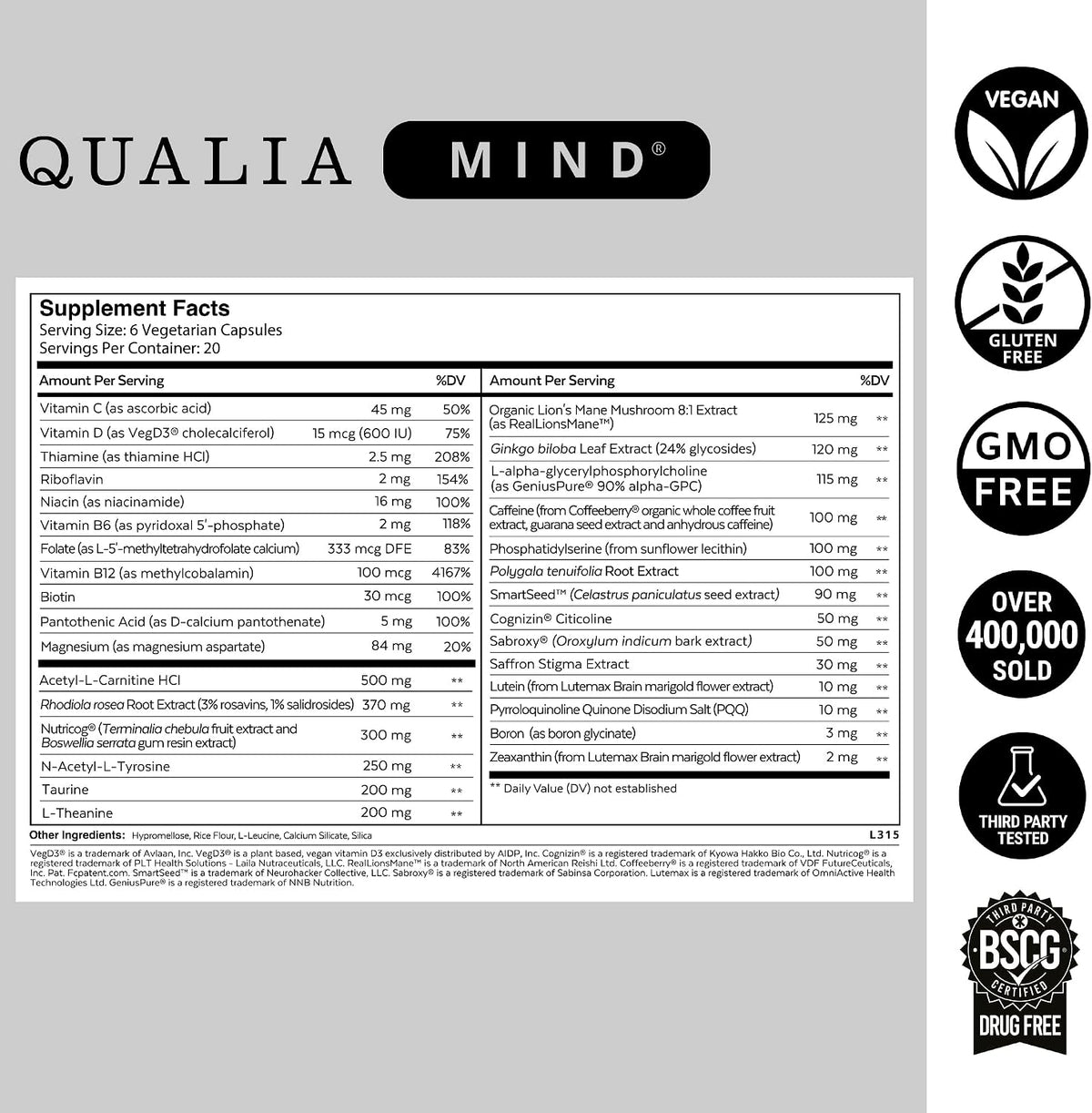 Qualia Mind Nootropic Supplement – 120 Capsules