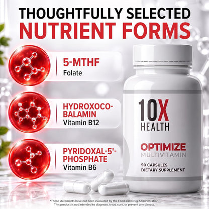 10X Health Optimize Methylated Multivitamin, 90 Capsules