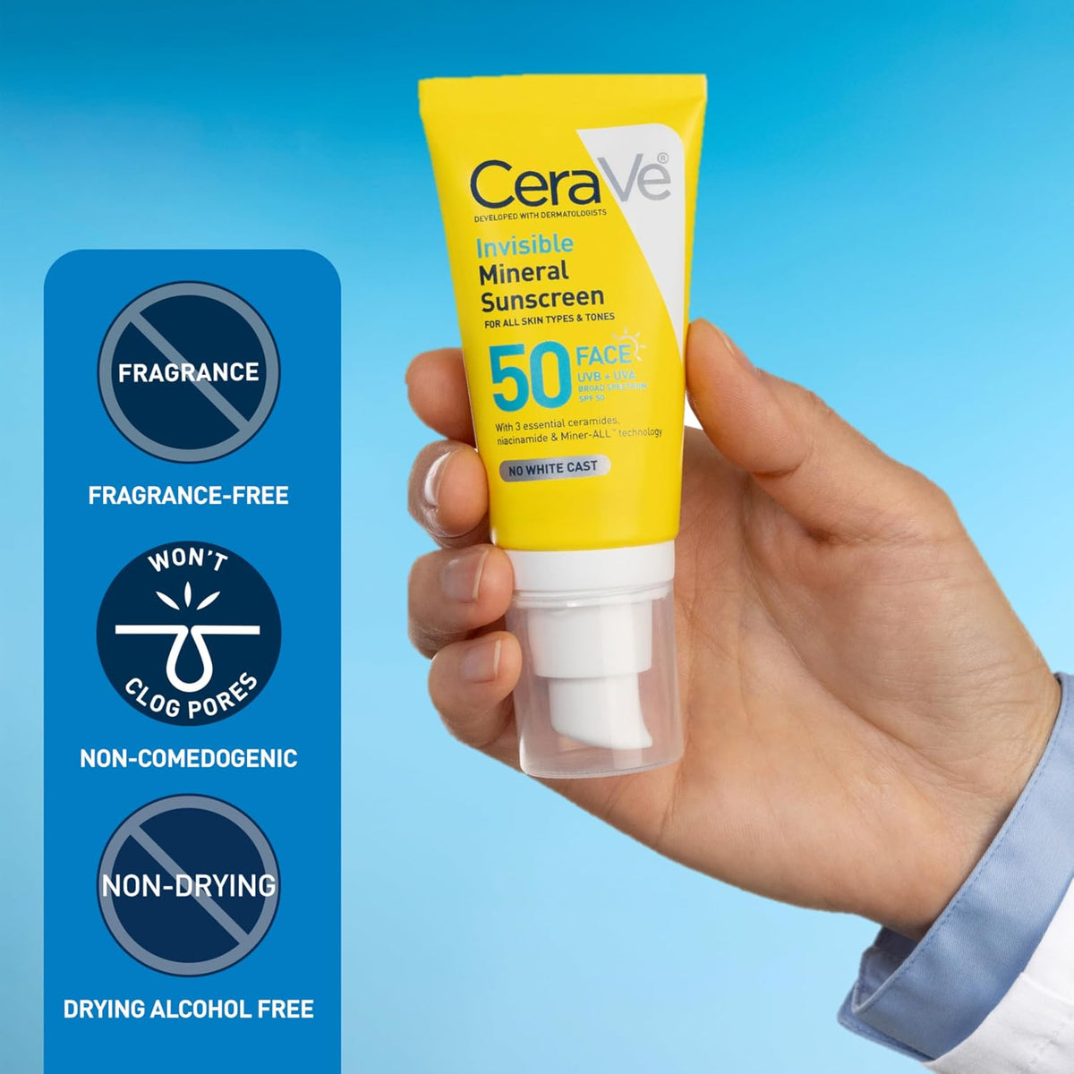 CeraVe Invisible Mineral Sunscreen SPF 50 | Travel Size