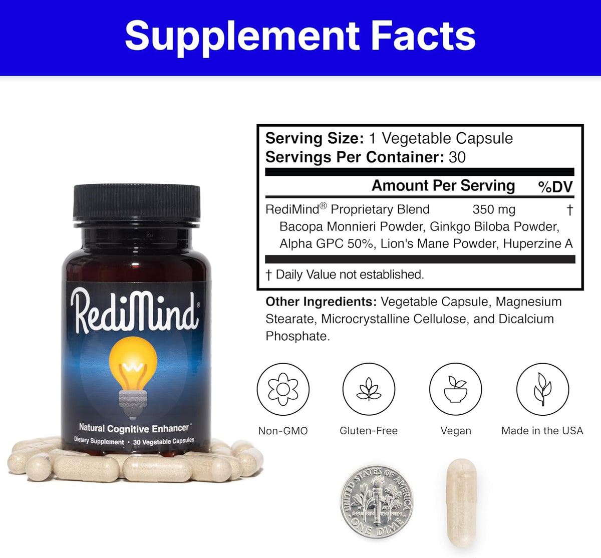 RediMind Cognitive Support Supplement – 30 Capsules