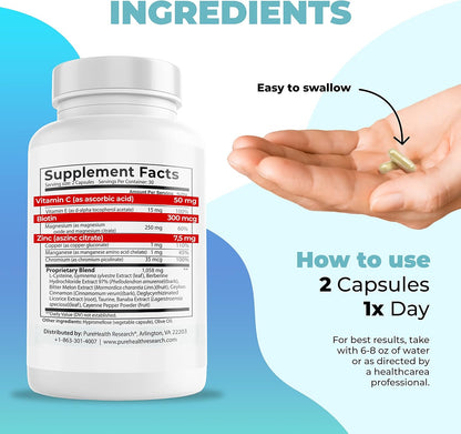 PureHealth Research Blood Sugar Formula Capsules, 60 Count
