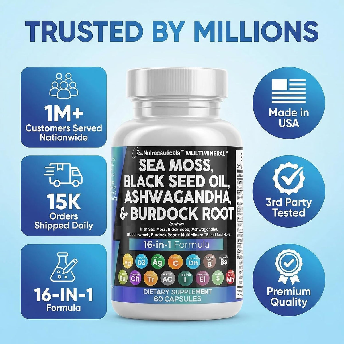 Clean Nutraceuticals Super Blend – Sea Moss, Ashwagandha & Turmeric