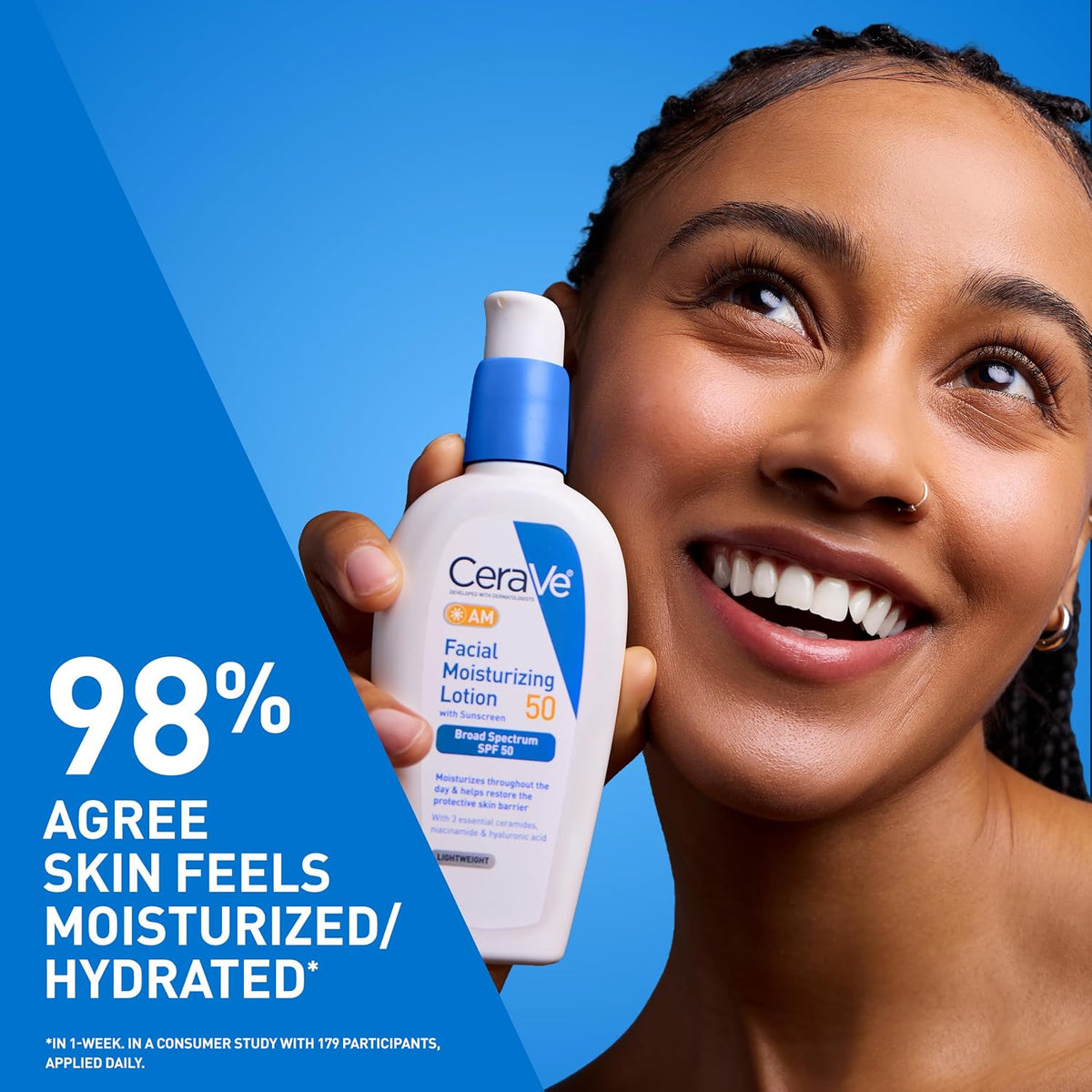 CeraVe AM Facial Moisturizing Lotion SPF 50 | Face Moisturizer with SPF | 3 oz