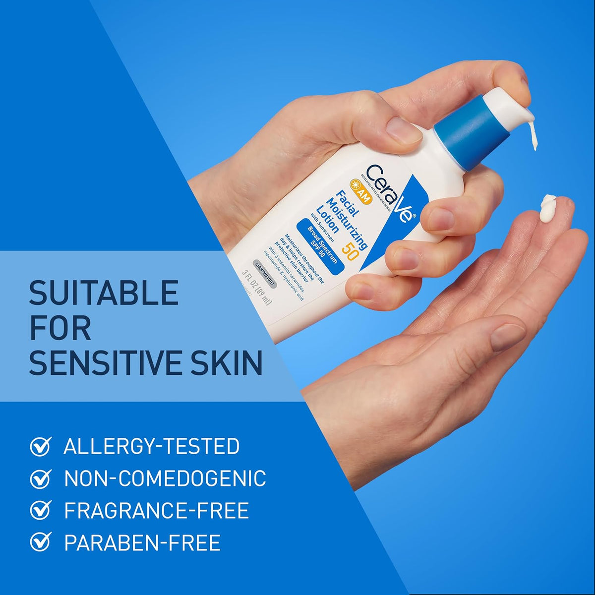 CeraVe AM Facial Moisturizing Lotion SPF 50 | Face Moisturizer with SPF | 3 oz