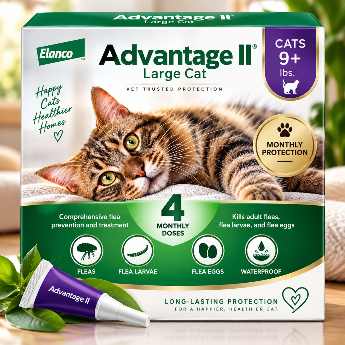 Advantage II Large Cat Flea Treatment – 4-Month Supply