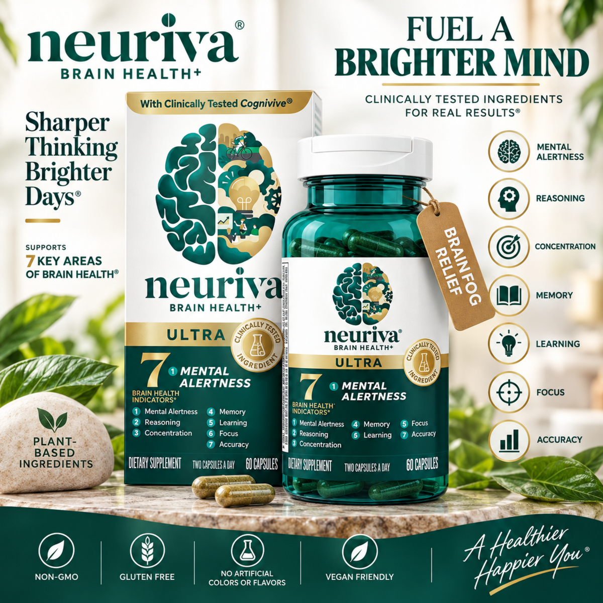 NEURIVA Ultra Brain – Memory & Focus | 60 Capsules