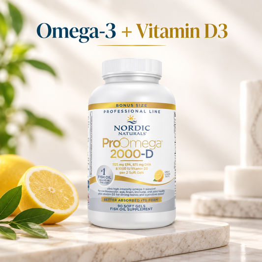 Nordic Naturals ProOmega 2000-D, 2150mg + 1000 IU D3, Lemon, 90 Count
