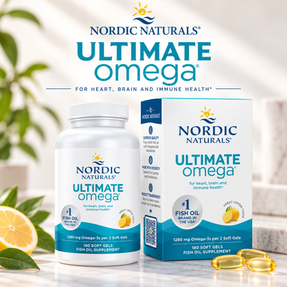 Nordic Naturals Ultimate Omega, 1280mg Omega-3 Fish Oil, Lemon, 180 Count