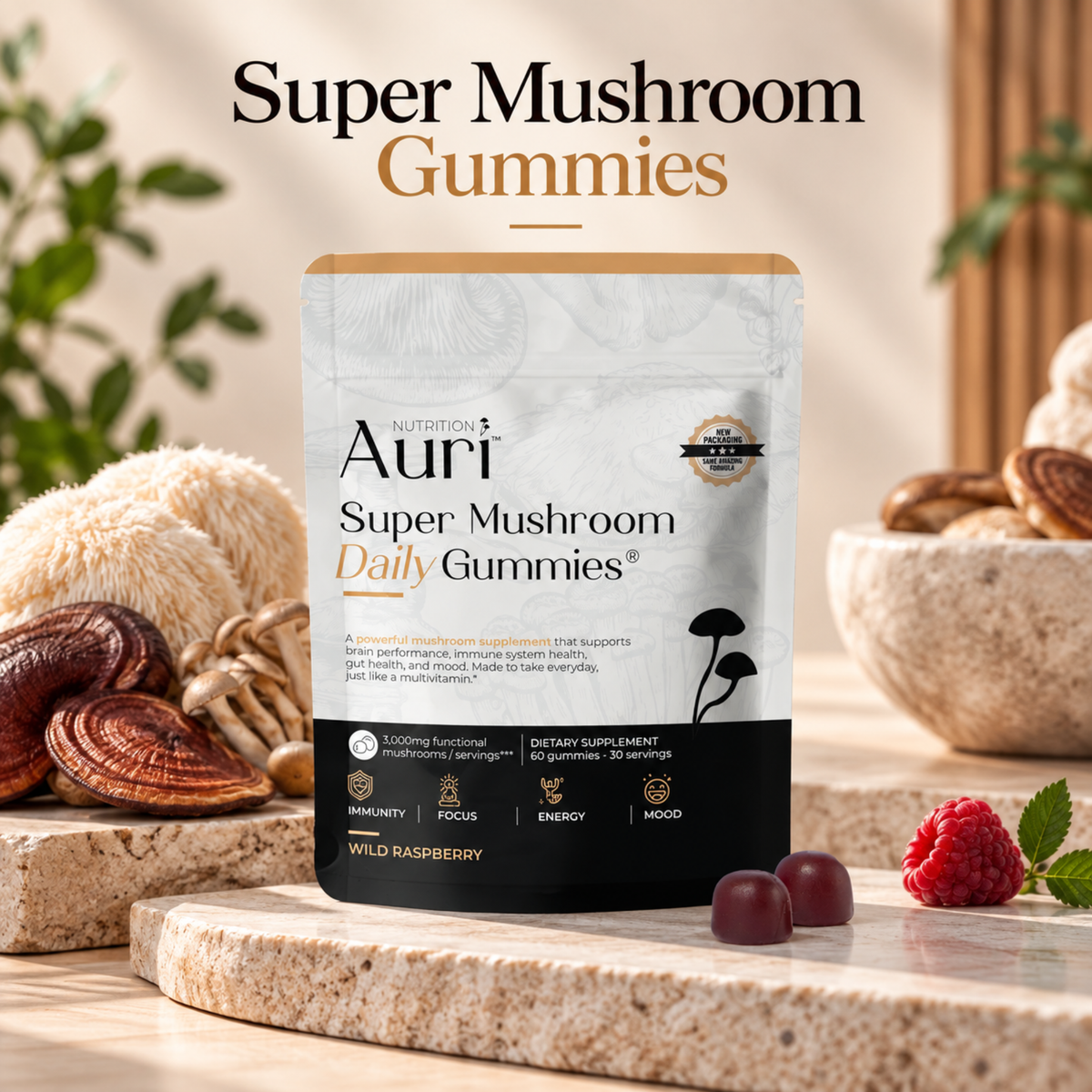 Nutrition Super Mushroom Daily Gummies – 12 Mushroom Blend | 60 Count