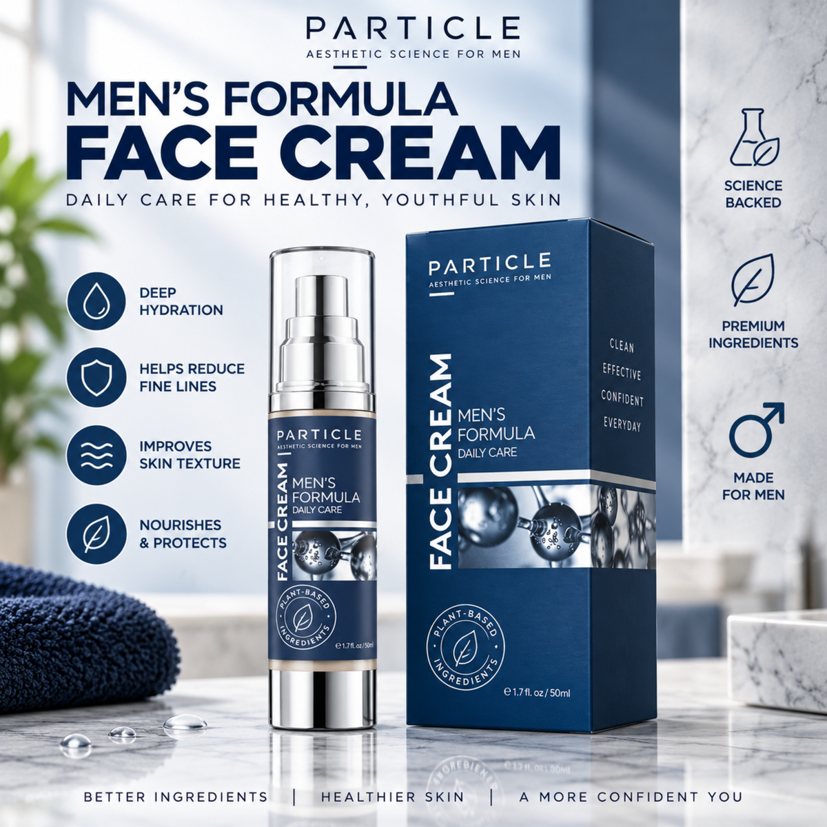 Particle Men's 6-in-1 Face Cream – Anti Aging Moisturizer 1.7 oz