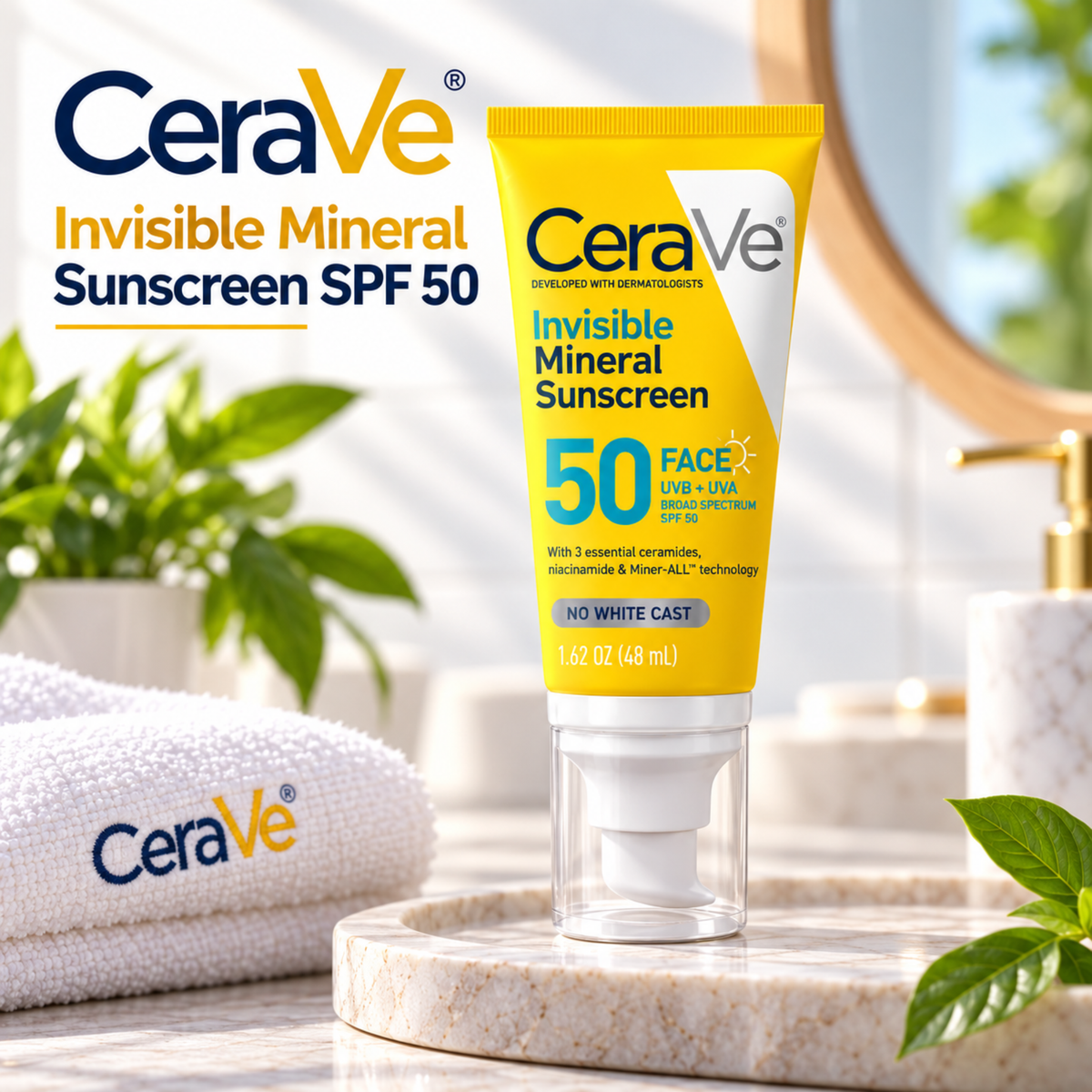 CeraVe Invisible Mineral Sunscreen SPF 50 | Travel Size