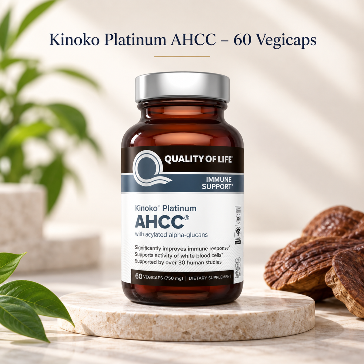 Quality of Life Kinoko Platinum AHCC – Immune Support | 750mg