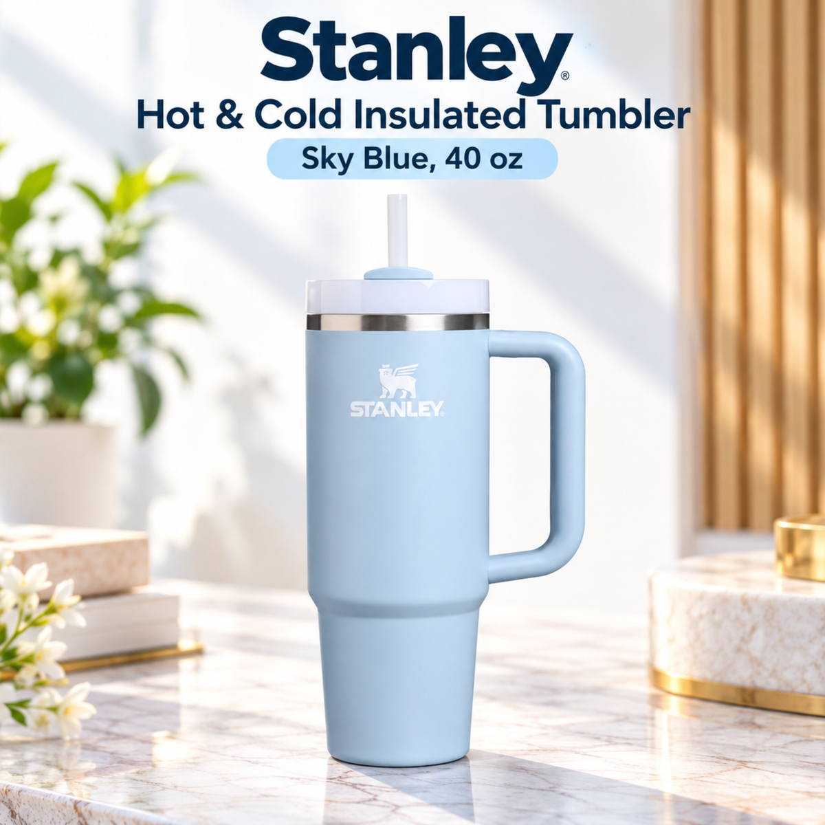 STANLEY Quencher H2.0 FlowState Tumbler – 30 oz, Blue Dream Stone