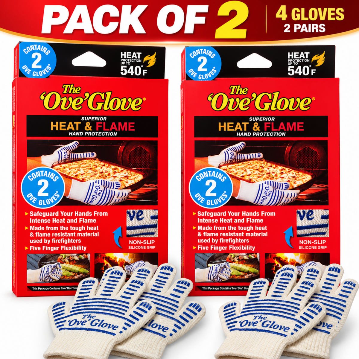 The Ove Glove Heat-Resistant Oven Gloves, 4-Pack
