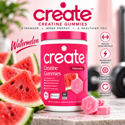Create Creatine Monohydrate Gummies – Watermelon (1.5g per Gummy)