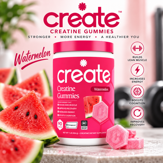 Create Creatine Monohydrate Gummies – Watermelon (1.5g per Gummy)
