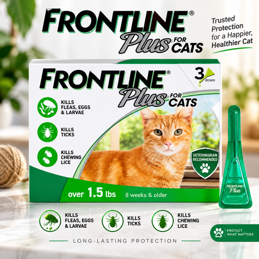 FRONTLINE Plus Flea & Tick Treatment for Cats – 3 Count