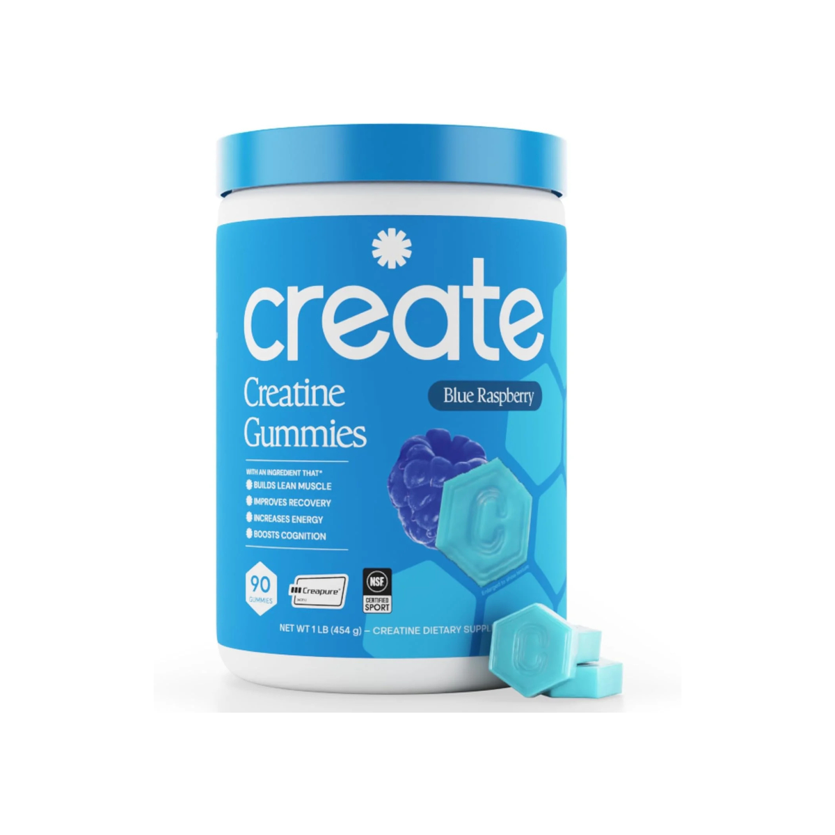 Create Creatine Monohydrate Gummies – Blue Raspberry (90 Count)
