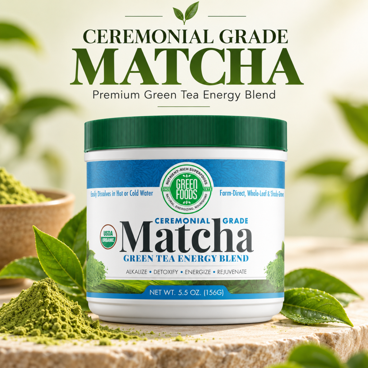 Green Foods Organic Ceremonial Grade Matcha Green Tea from Japan | 5.5 oz