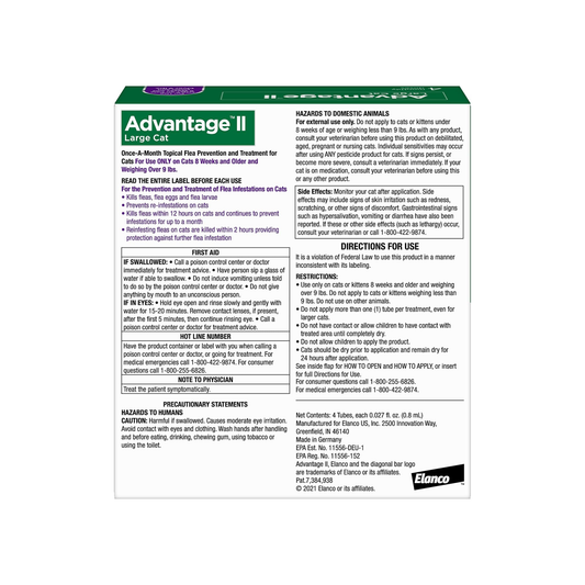 Advantage II Large Cat Flea Treatment – 4-Month Supply