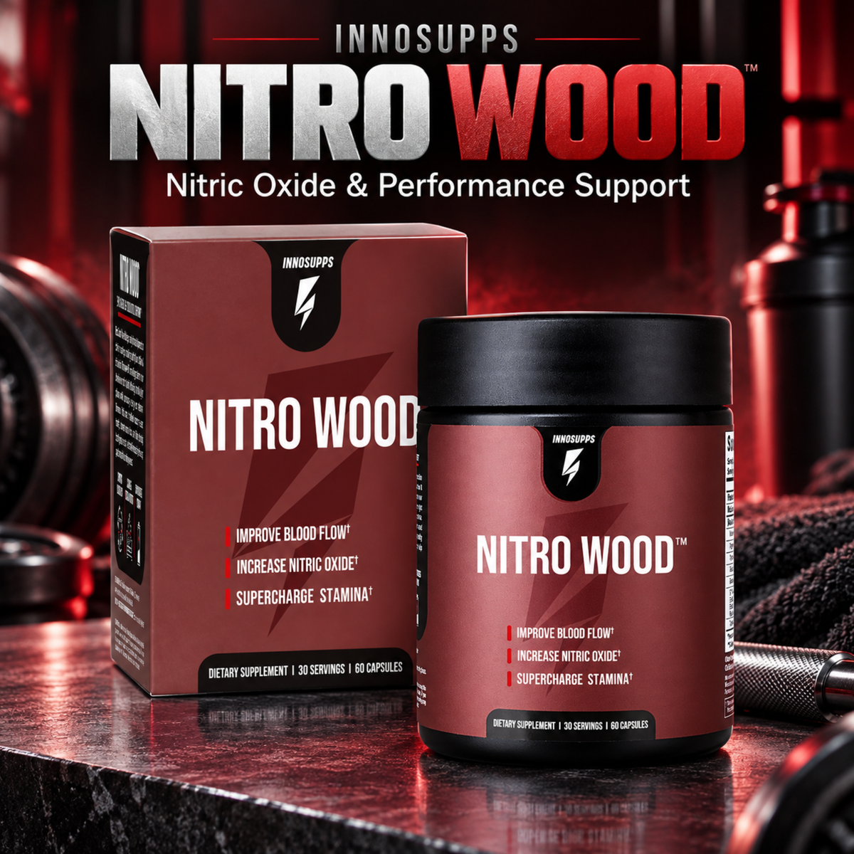 Nitro Wood Nitric Oxide Booster for Men, 30 Servings